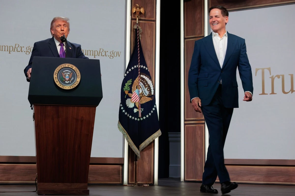Trump welcomes Mark Cuban at healthcare event after he backed Harris