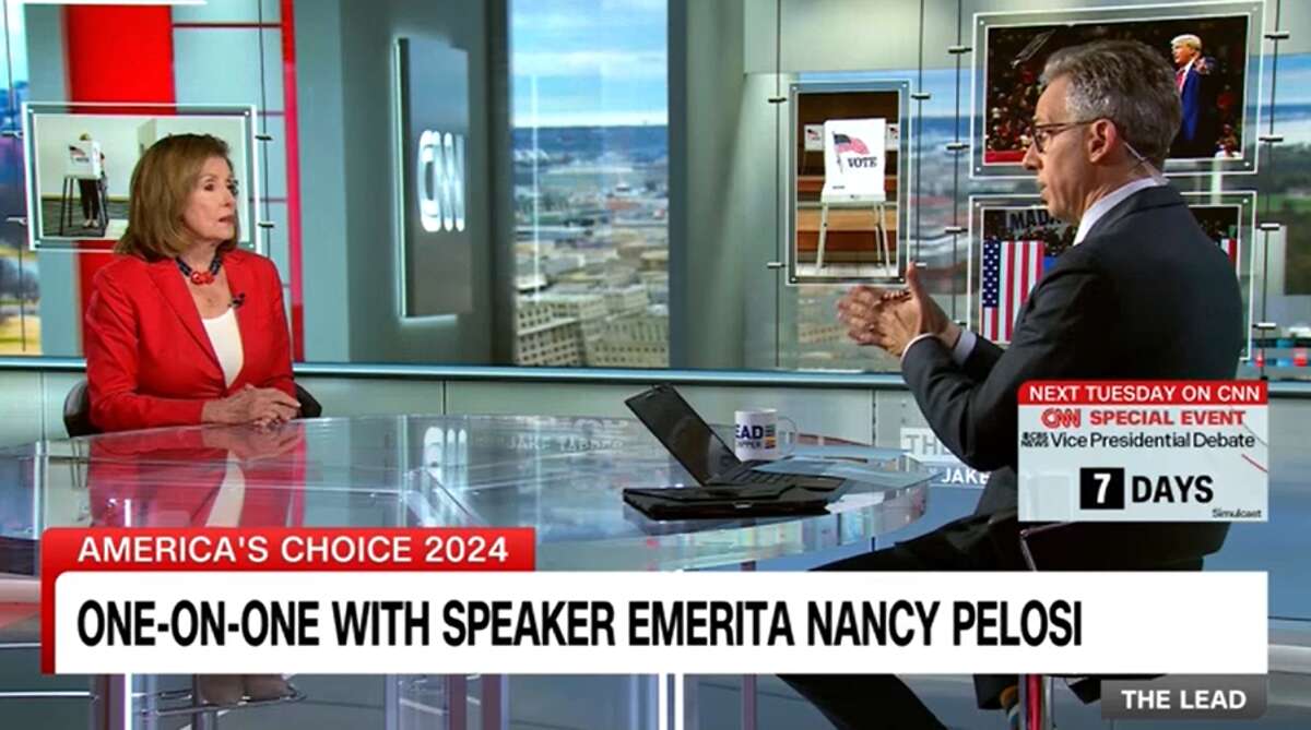 Pelosi snaps at CNN’s Jake Tapper over Trump’s comments about Harris