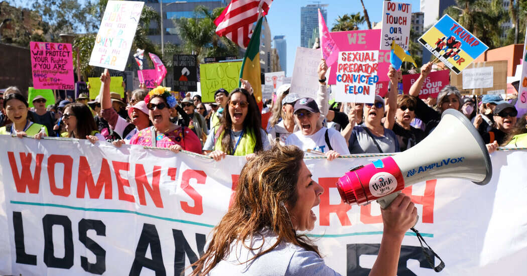 On International Women’s Day, Thousands Gather to Protest Trump