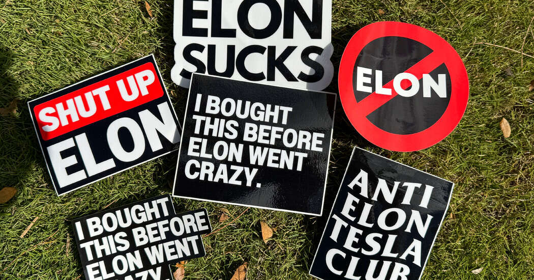 Tesla Owners Use Bumper Stickers to Express Feelings About Elon Musk