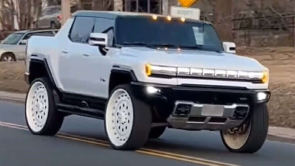 A GMC Hummer EV Crabwalking On 30-Inch Wheels Is Peak Pointlessness