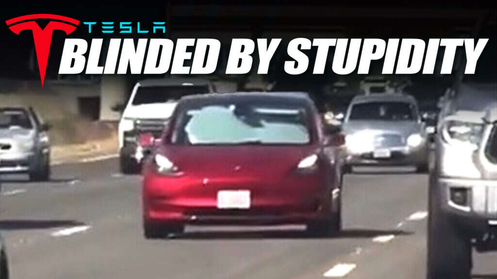 You Can’t Make This Up: Tesla Owner Blocks Windshield With Sunshade, Lets FSD Drive