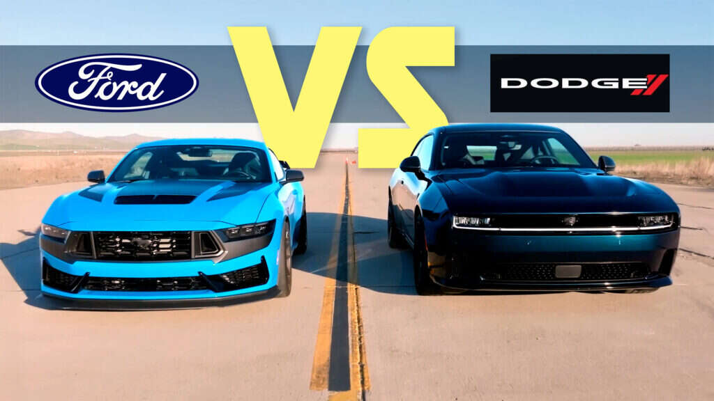 New Age Charger Daytona Vs. Old-School Mustang V8 In U-Drag Showdown