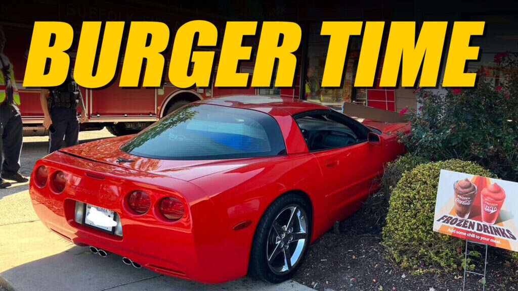 2 Fast, 2 Hungry: Corvette C5 Crashes Into A Burger King