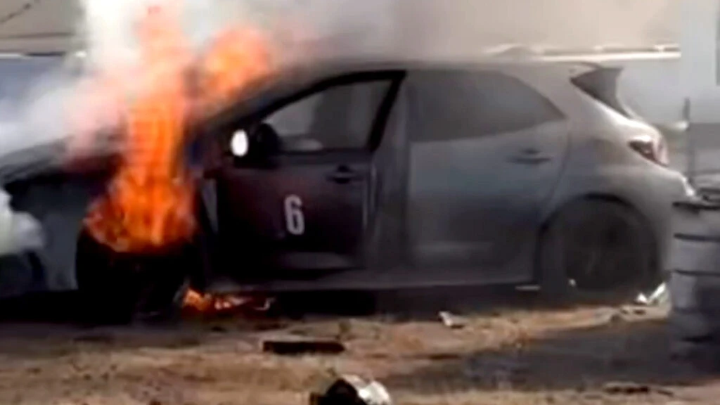 This GR Corolla Went From Chasing A 911 To Going Up In Flames