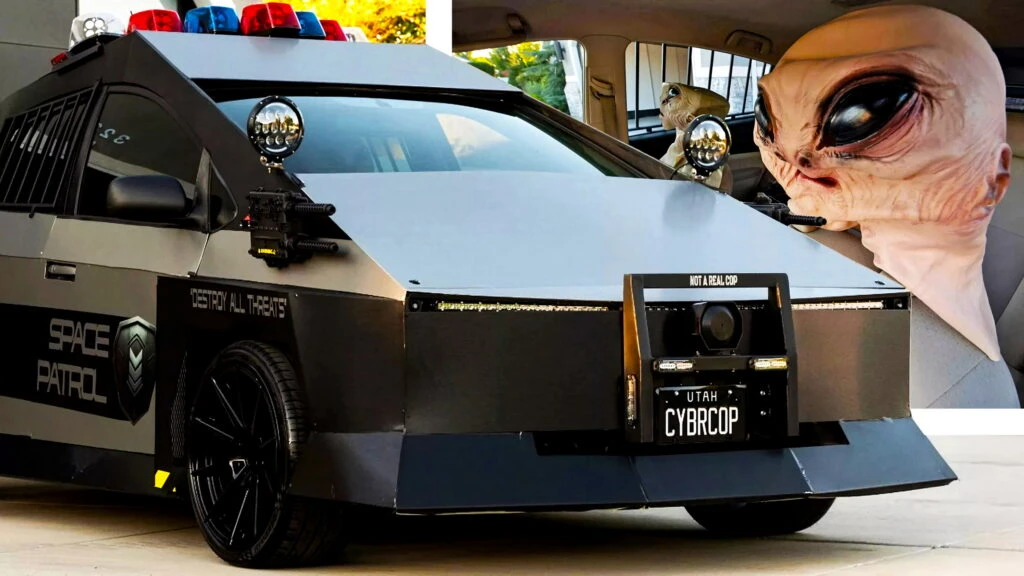 A Popular Toyota Hides Under This Ridiculous Cybertruck Cop Car Parody