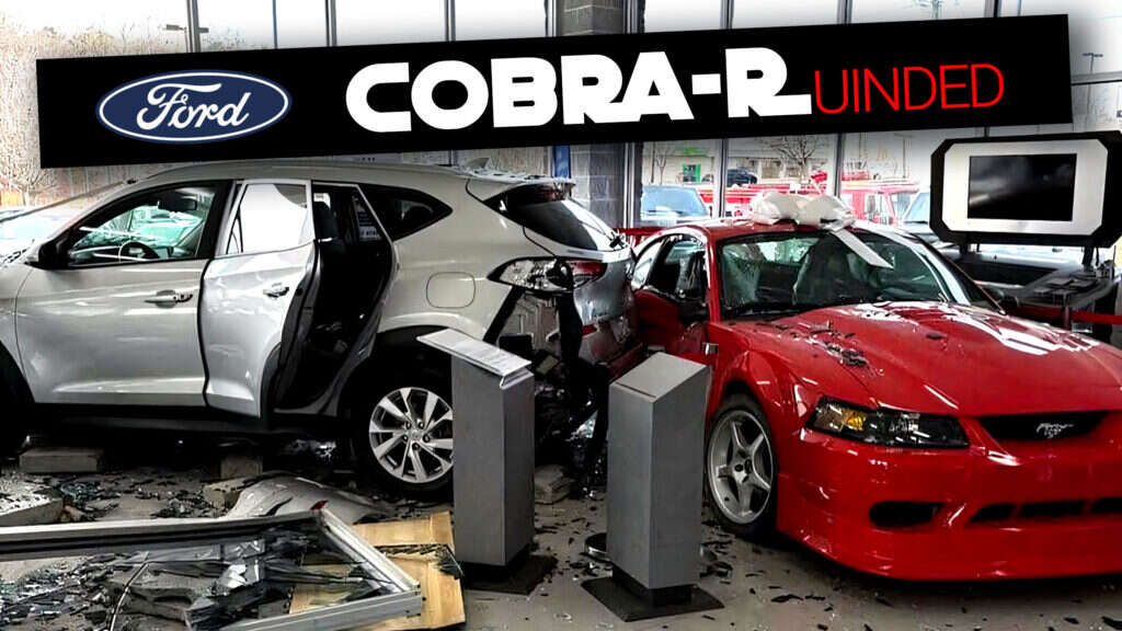 Hyundai Crashes Into Ford Dealership, Destroying Brand New 2000 Mustang SVT Cobra R