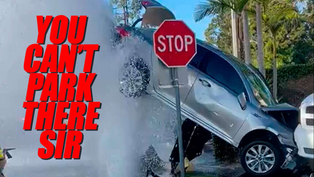 Kia Optima Reaches For The Sky After Hitting Fire Hydrant In California