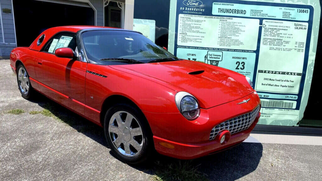 This Brand New 2002 Ford Thunderbird Was Stashed Away With Delivery-Mileage For 22 Years