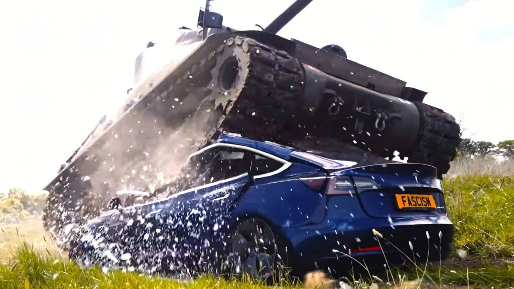 He Crushed Fascism With A Tank Before Now He’s Using It On A Tesla