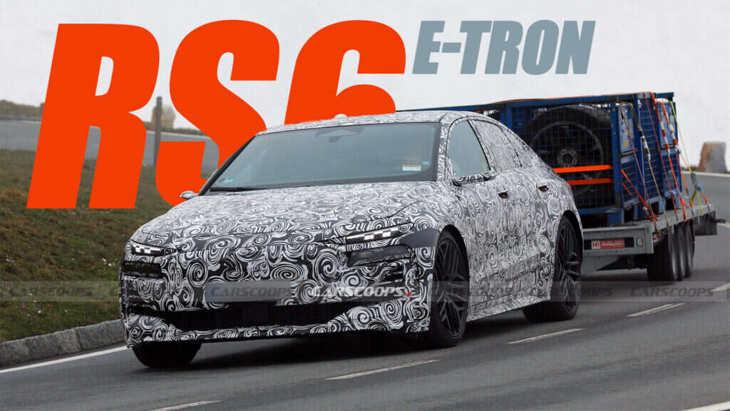 Audi RS6 E-Tron Drops Camo And Tows In Latest Spy Shots