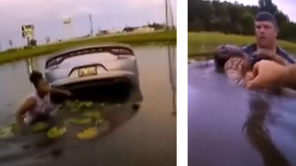 Hero Cop Saves Mom From Sinking Dodge Charger After Seizure