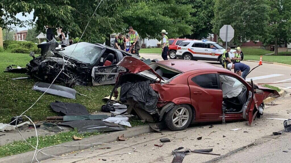 Violent Chevrolet Corvette And Dodge Avenger Crash Sends Four To Hospital