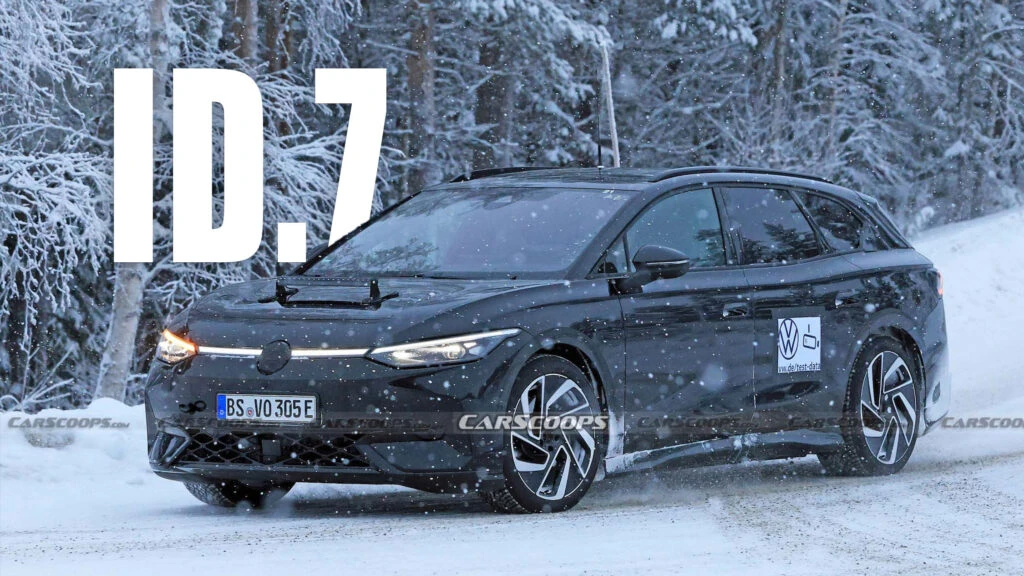 VW ID.7 Tourer Prototype’s Black Paint Doesn’t Look So Stealthy In The Snow