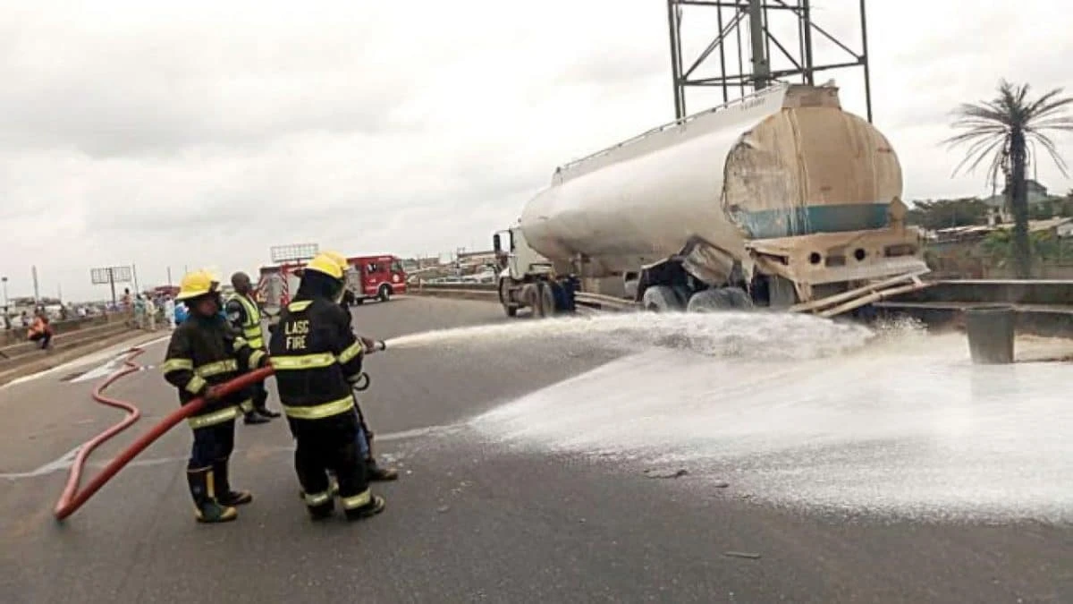Tanker carrying 15,000 litres of AGO somersaults, spills content in Ibadan