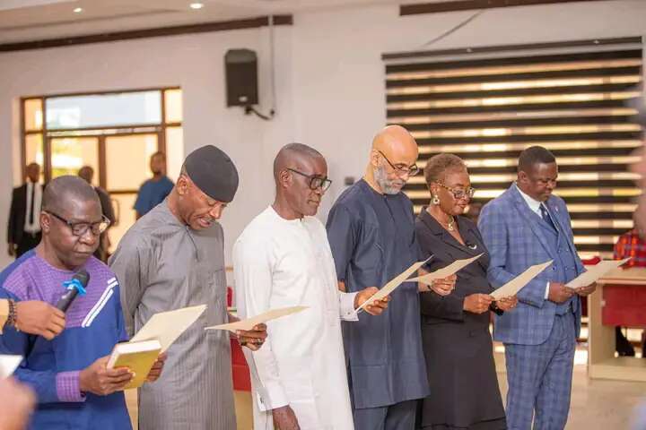 Otti swears in six new commissioners, warns against infighting, corruption