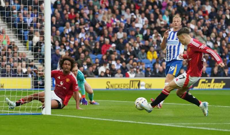 EPL: Brighton stun Man Utd 2-1 to stay top of table