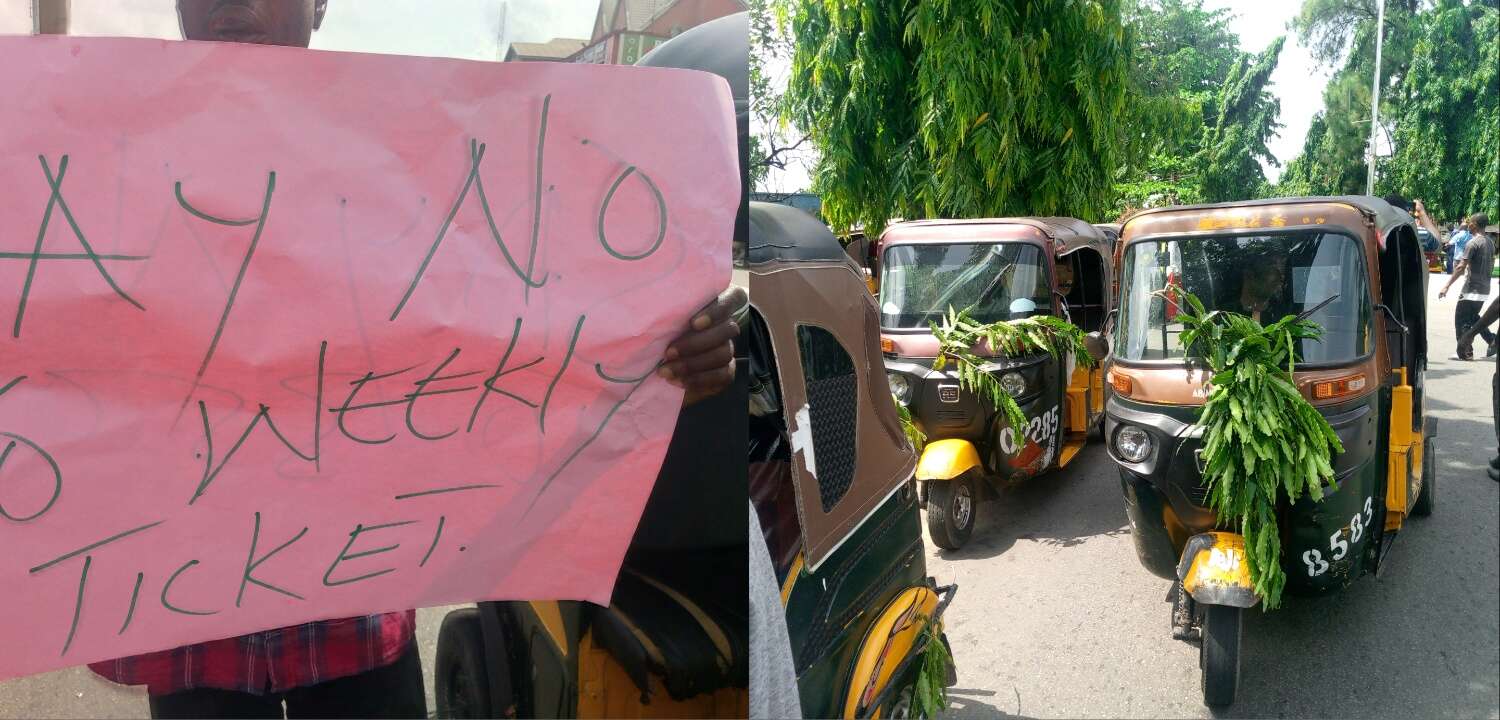 Umuahia tricycle operators protest weekly ticketing, petrol price increase