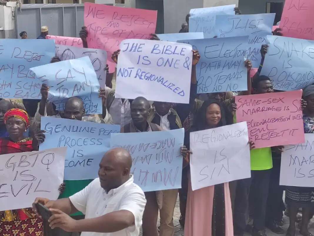 Church members protest in Gombe, disown faction promoting LGBTQ rights