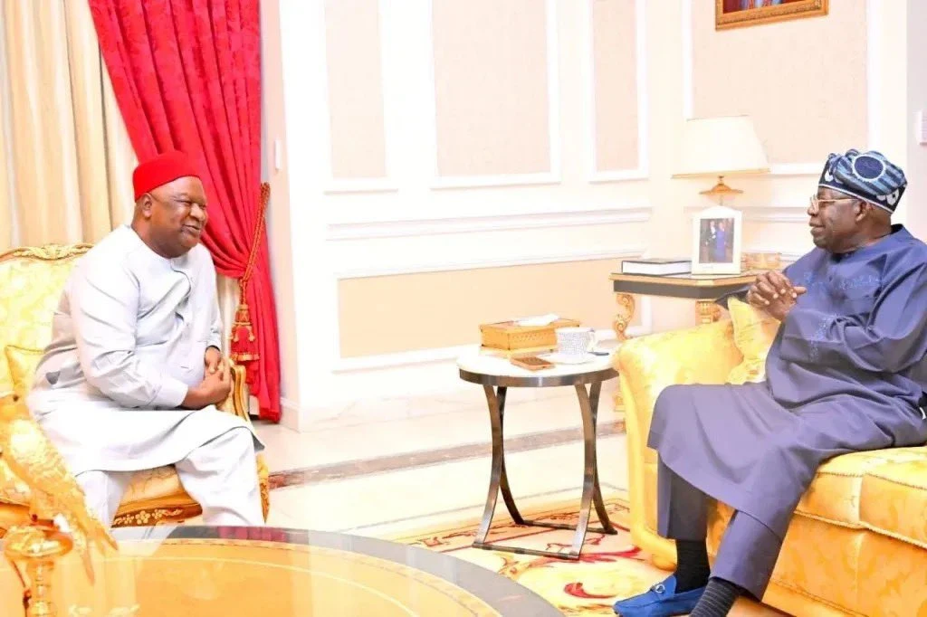 Tinubu receives Anyim Pius in Lagos