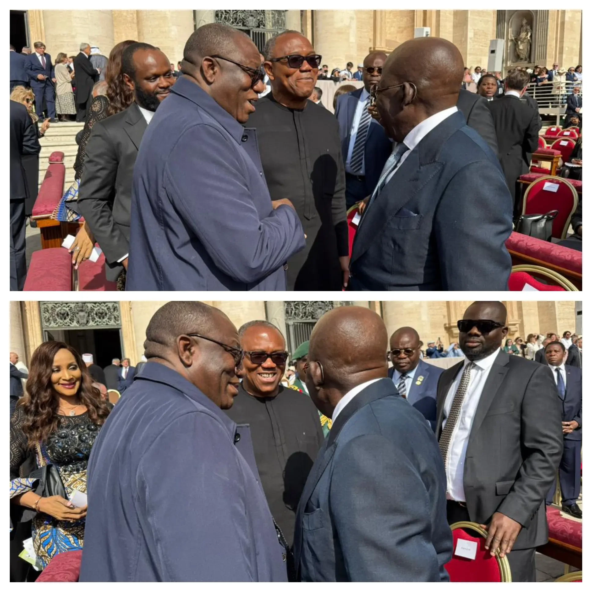 ‘Mr President, welcome to our church’ – Peter Obi, Fayemi tell Tinubu in Rome