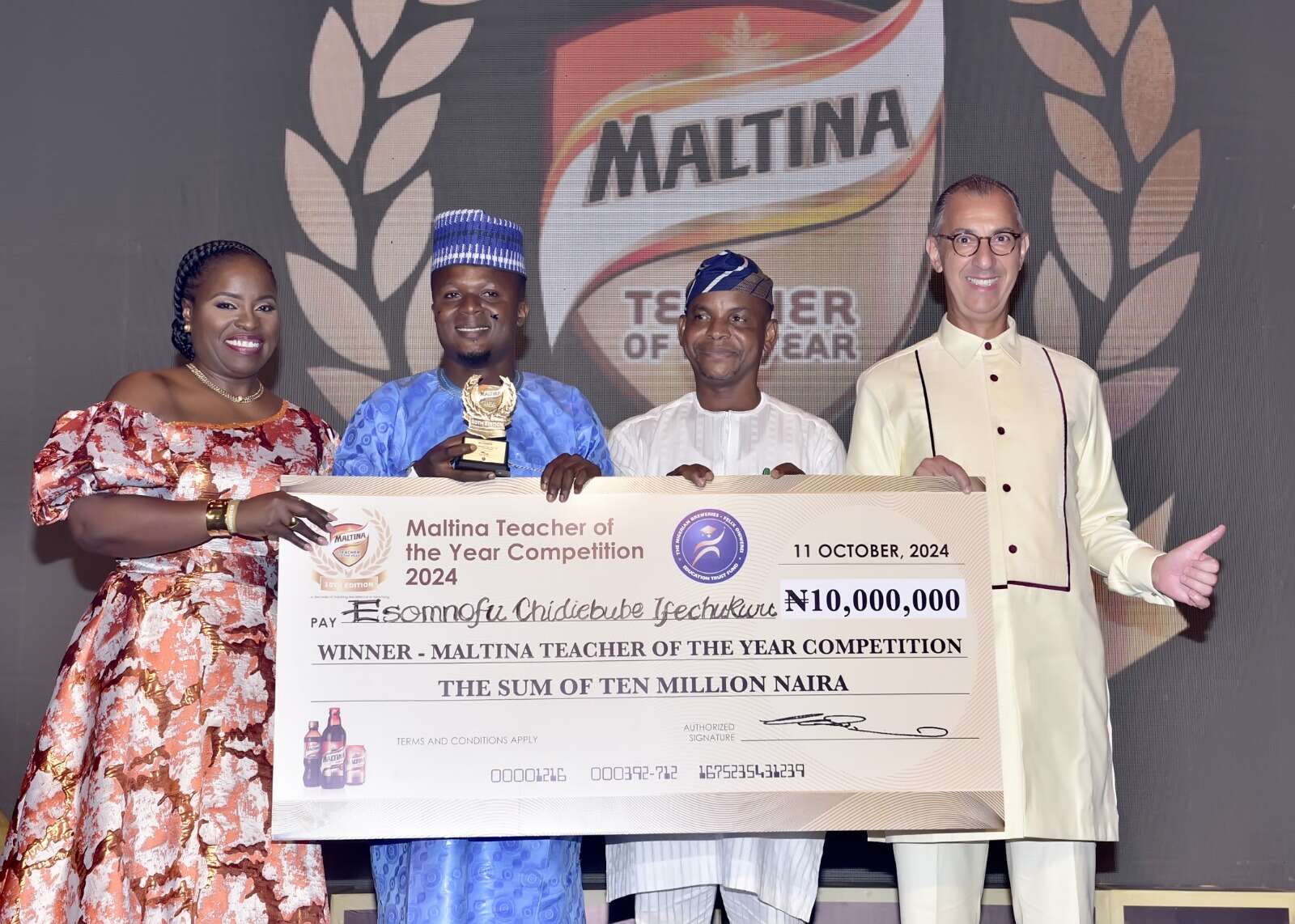 Nasarawa teacher named 2024 Maltina Teacher of the Year, wins N10m grand prize