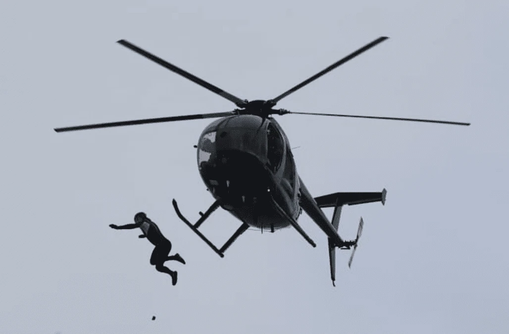 Daredevil taken to hospital after jumping from helicopter without parachute
