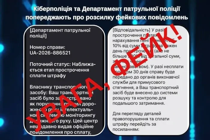 Поліція попередила про фальшиві штрафи за порушення ПДР