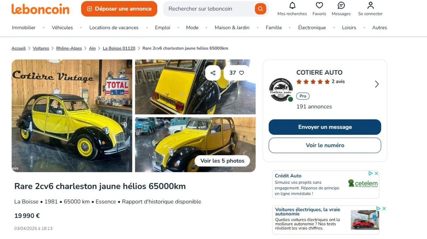 La police saisit sa Citroën 2 CV pour alcoolémie, il la découvre en vente sur Leboncoin trois mois plus tard