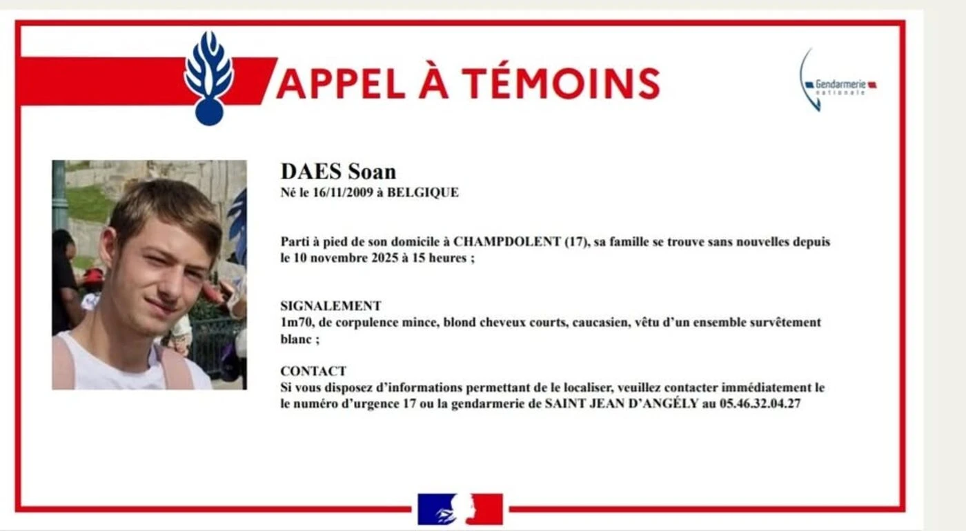 Charente-Maritime : disparition d’un mineur de 15 ans depuis deux jours, un appel à témoins lancé