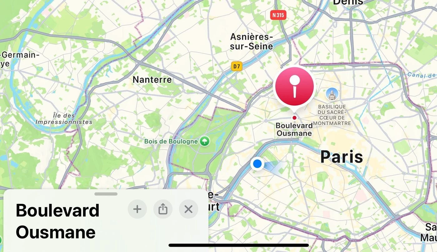 Paris : le boulevard Haussmann transformé en « Boulevard Ousmane » sur l’application Plans d’Apple