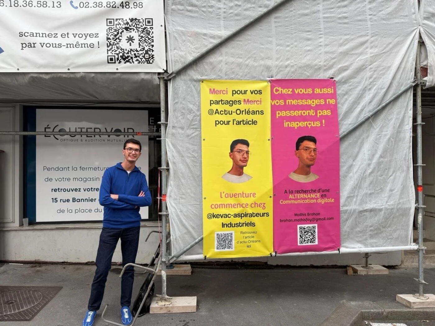 Orléans : à la recherche d’une alternance, un étudiant trouve son entreprise grâce ses affiches XXL