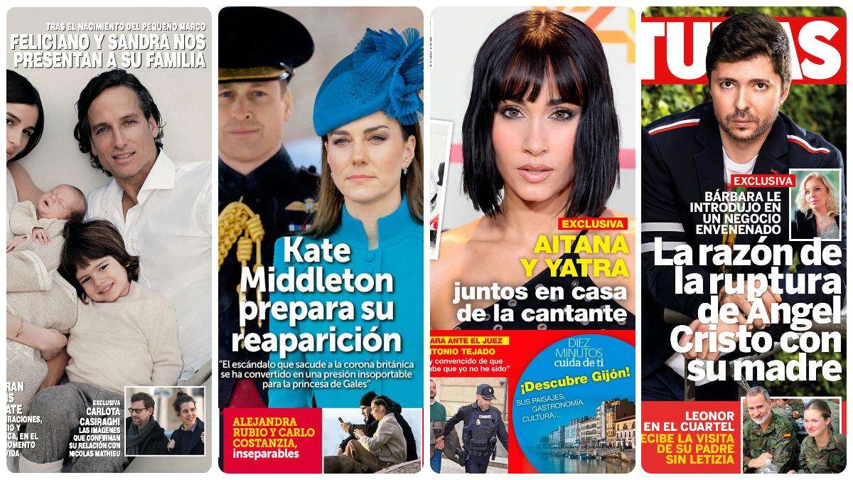 Feliciano López con Sandra Gago, Kate Middleton, Aitana y Ángel Cristo Jr protagonizan las portadas