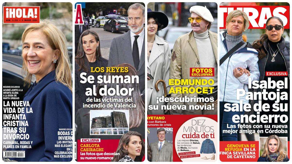 La infanta Cristina, los reyes Felipe y Letizia, Edmundo Arrocet e Isabel Pantoja protagonizan las portadas