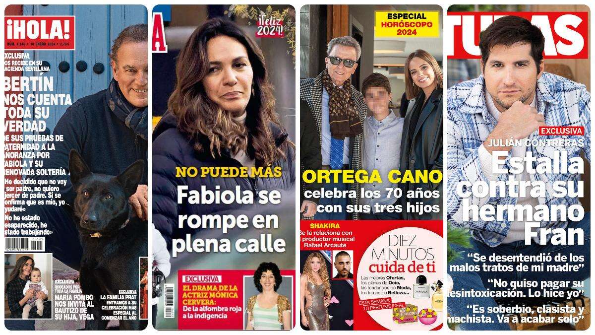 Bertín Osborne, Fabiola Martínez, Ortega Cano y Julián Contreras, en las portadas