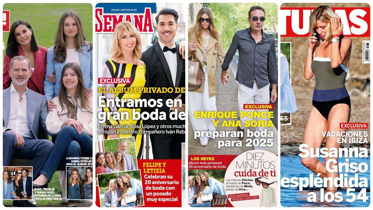 La familia real, Susanna Griso, Enrique Ponce con Ana Soria y una boda de tele protagonizan las portadas