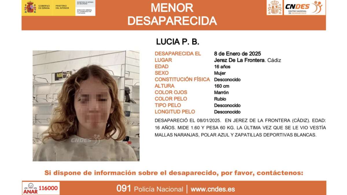 Ni una sola pista sobre Lucia, la menor desaparecida en Cádiz