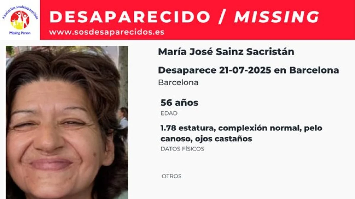 Se busca a María José Sainz Sacristán, una mujer de 56 años desaparecida en Barcelona