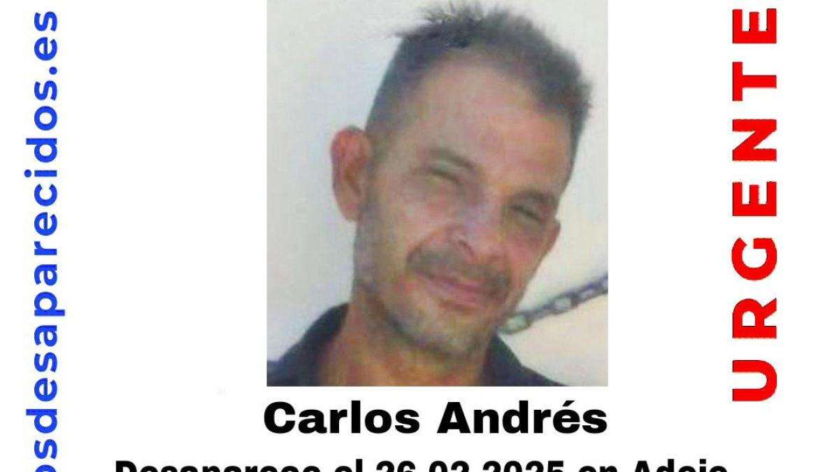 Activada una alerta para encontrar a Carlos Andrés, un hombre de 45 años desaparecido en Tenerife