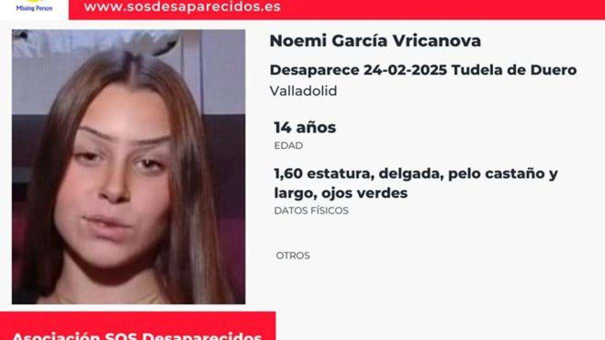 Sin rastro de Noemi García Vricanova, una menor de 14 años desaparecida en Valladolid