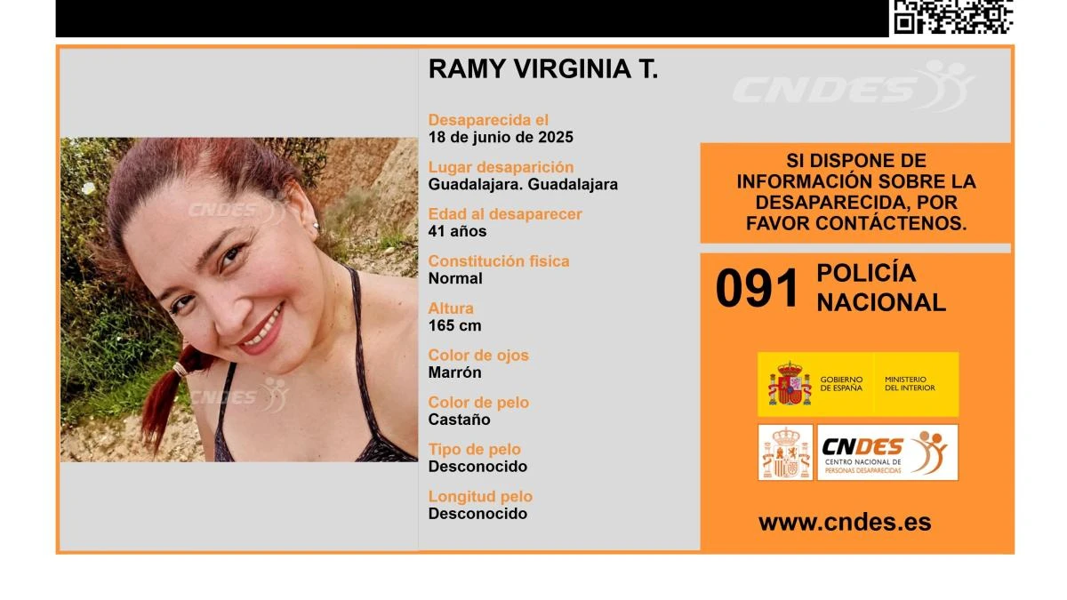Activada una alerta para encontrar a Ramy Virgina T., una mujer de 41 años desaparecida en Guadalajara