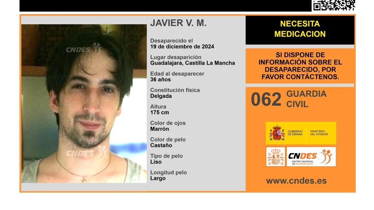 Sin rastro de Javier V. M., un hombre de 36 años desaparecido en Castilla La Mancha