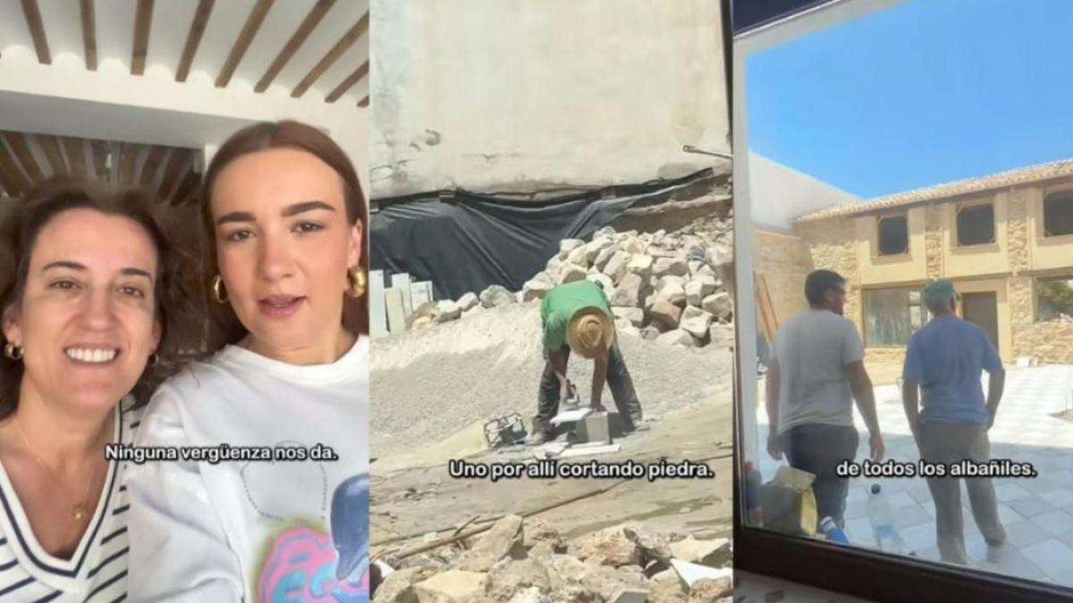 Críticas a la influencer Emedeamores y a su madre por grabarse maquillándose mientras unos obreros pican piedra: ''Sinvergüenzas''