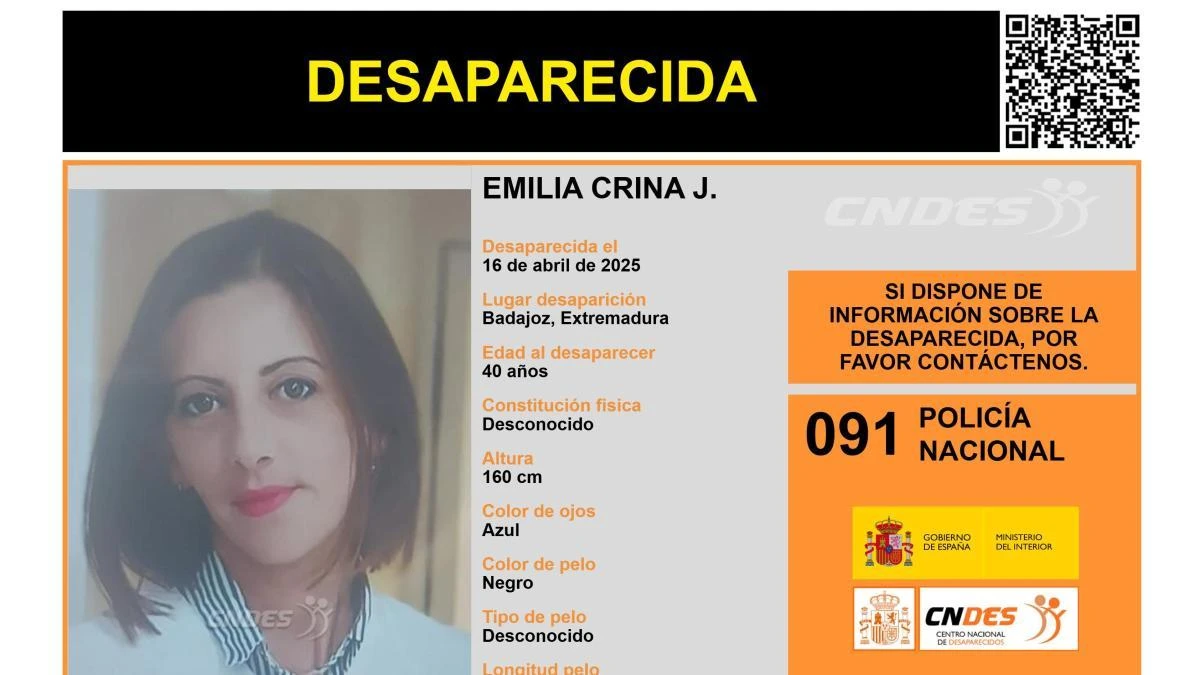 En paradero desconocido Emilia Crina J., una mujer de 40 años desaparecida en Badajoz