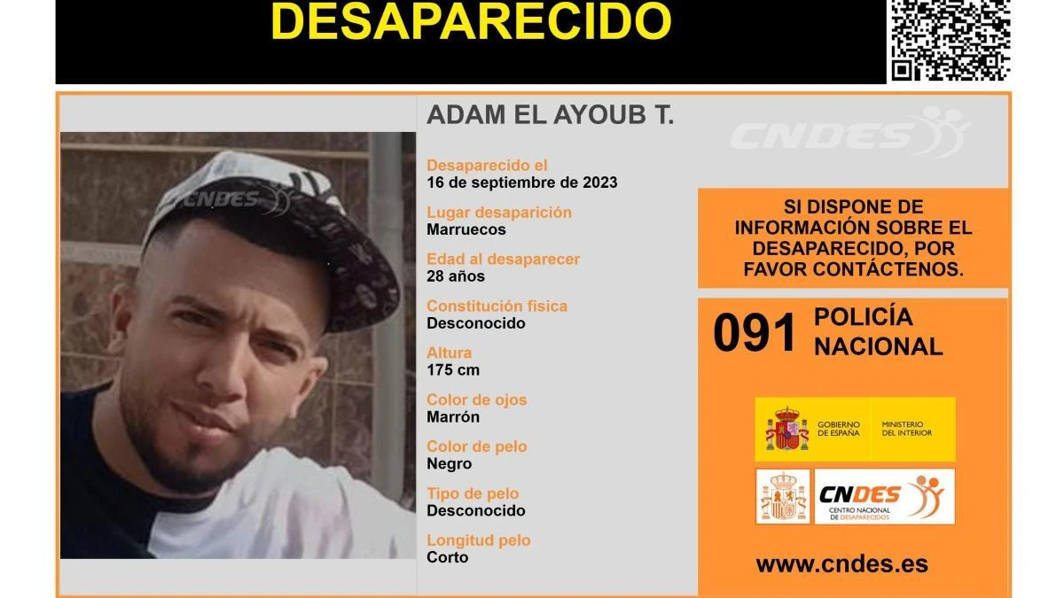 Activada una alerta para encontrar a Adam El Ayoub T., un joven de 28 años desaparecido en Marruecos
