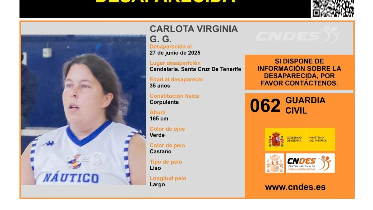 Activada una alerta para encontrar a Carlota Virginia G. G., una mujer de 35 años desaparecida en Tenerife