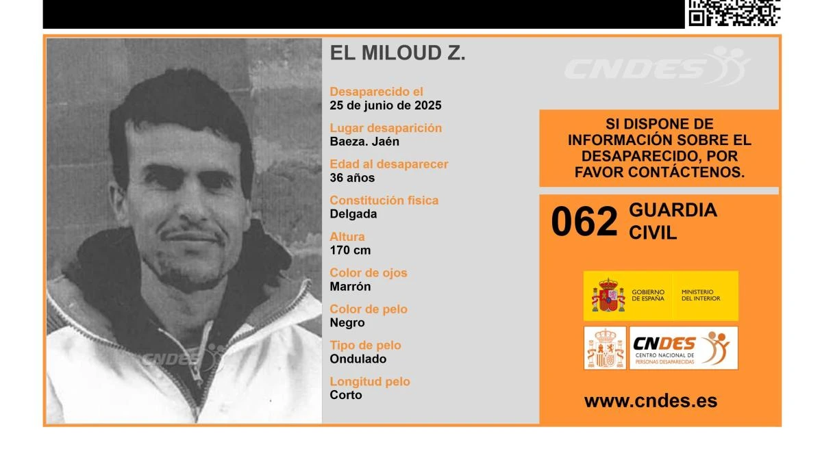 Sin rastro del paradero de El Miloud Z., un hombre de 36 años desaparecido en Jaén