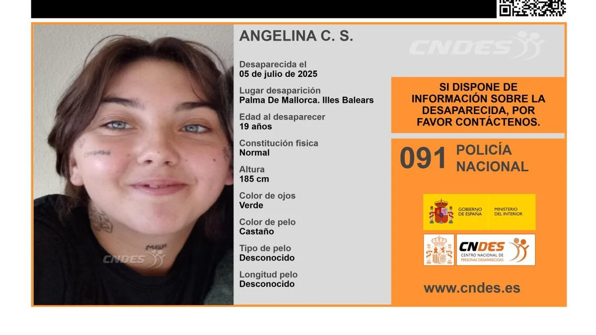 Sin rastro de Angelina C. S., una joven de 19 años desaparecida en Palma de Mallorca