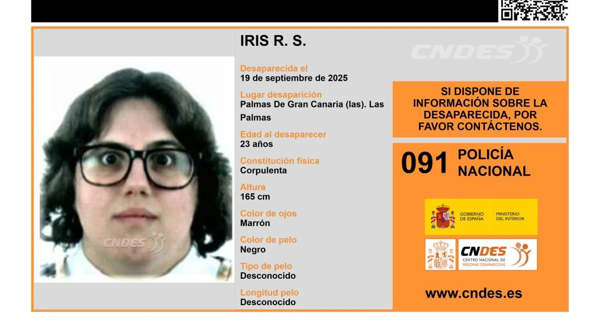 Se busca a Iris R. S., una joven de 23 años desaparecida en Las Palmas de Gran Canaria