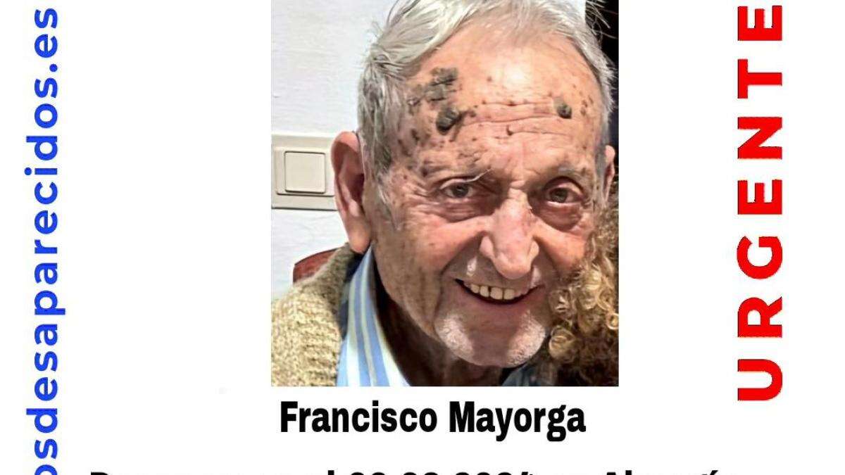 Sin pistas del paradero de Francisco Mayorga, un hombre mayor muy vulnerable, de 83 años, desaparecido en Málaga